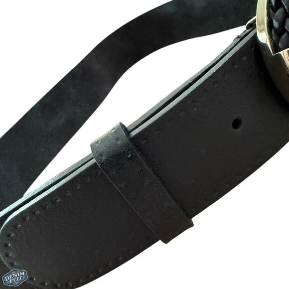 Gucci Unisex Black Calfskin Leather Gold Braided G Logo Buckle‎ Belt | 80•32 main image 10